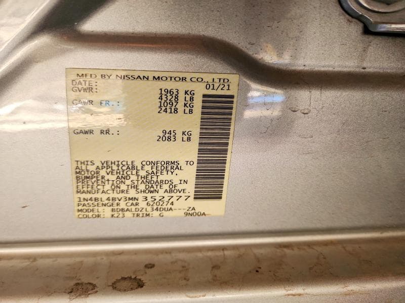 2021 NISSAN ALTIMA S 12