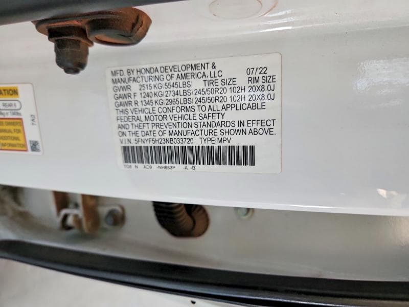 2022 HONDA PILOT SE 14