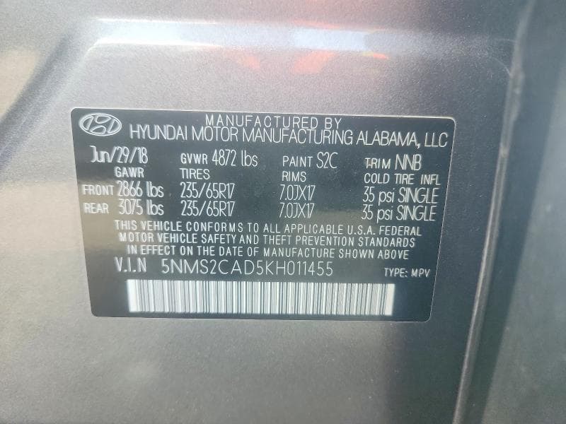 2019 HYUNDAI SANTA FE SE 13