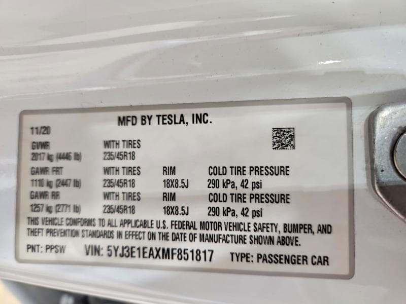 2021 TESLA MODEL 3 12
