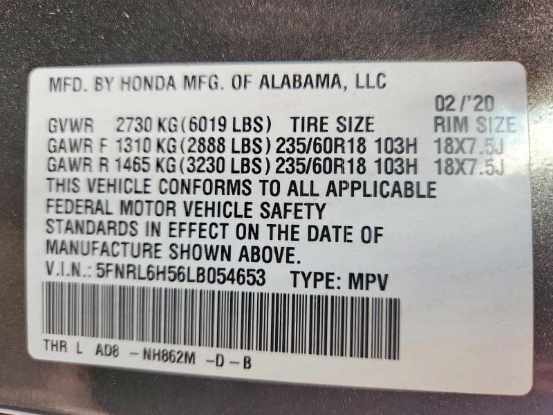 2020 HONDA ODYSSEY EX 13