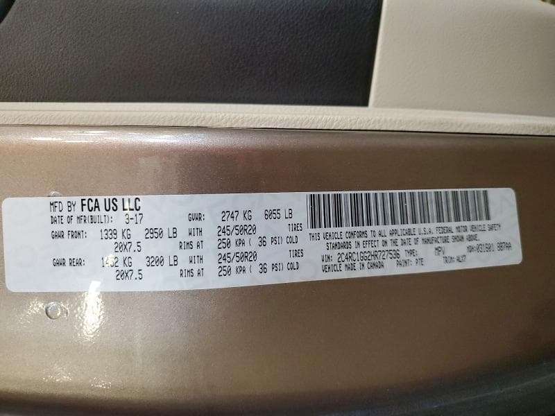 2017 CHRYSLER PACIFICA LIMITED 13