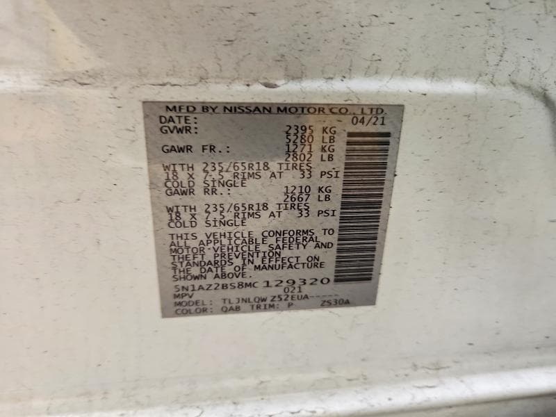 2021 NISSAN MURANO SV 12