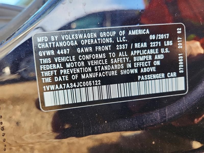 2018 VOLKSWAGEN PASSAT S 12