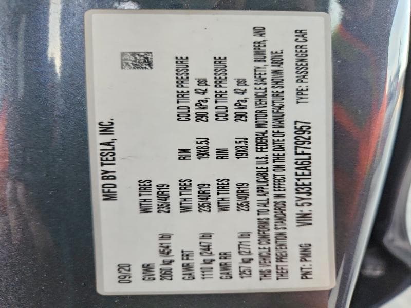 2020 TESLA MODEL 3 12