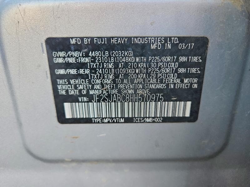 2017 SUBARU FORESTER 2.5I 12