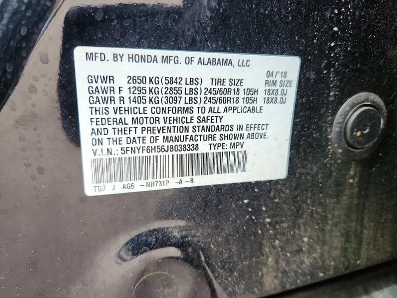 2018 HONDA PILOT EXL 13