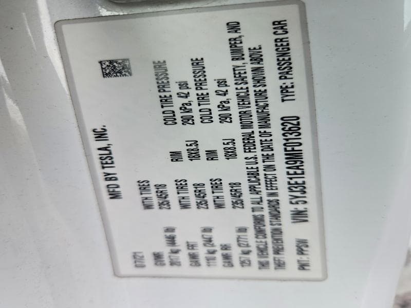 2021 TESLA MODEL 3 12