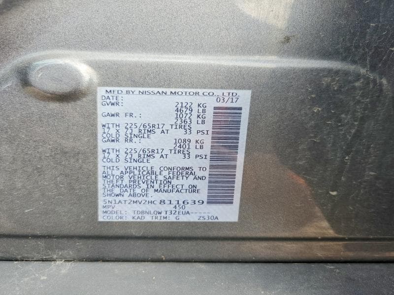 2017 NISSAN ROGUE SV 12
