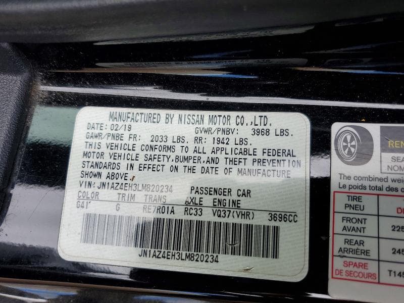2020 NISSAN 370Z BASE 12