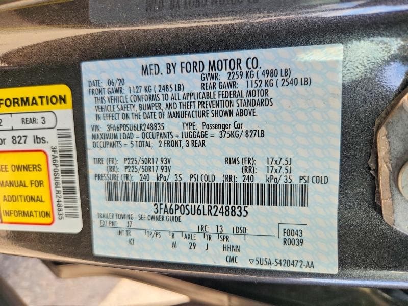 2020 FORD FUSION TITANIUM 12