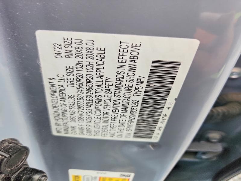 2022 HONDA PILOT SE 13
