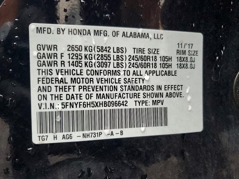 2017 HONDA PILOT EXL 14