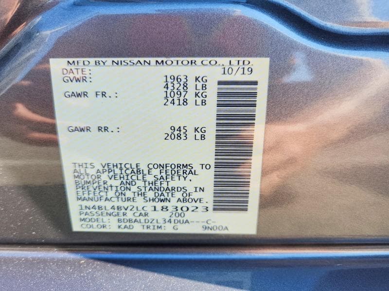 2020 NISSAN ALTIMA S 12