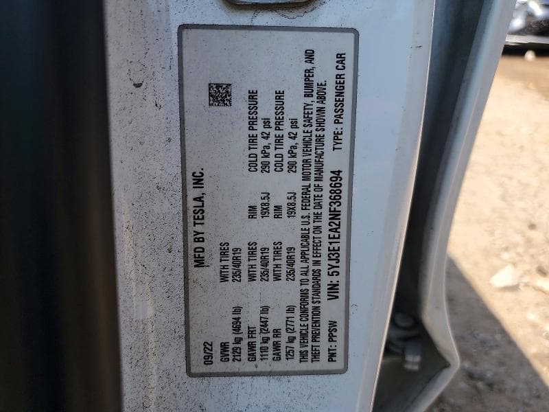 2022 TESLA MODEL 3 13