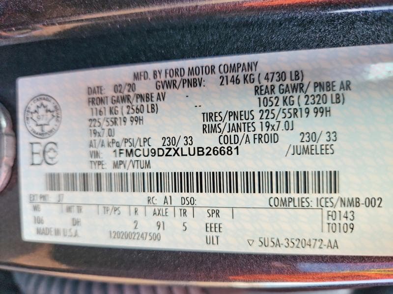 2020 FORD ESCAPE TITANIUM 13