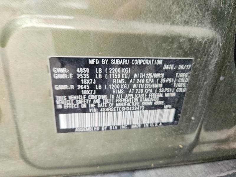 2017 SUBARU OUTBACK TOURING 13