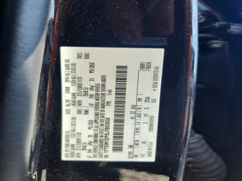 2020 FORD F150 SUPERCREW 12