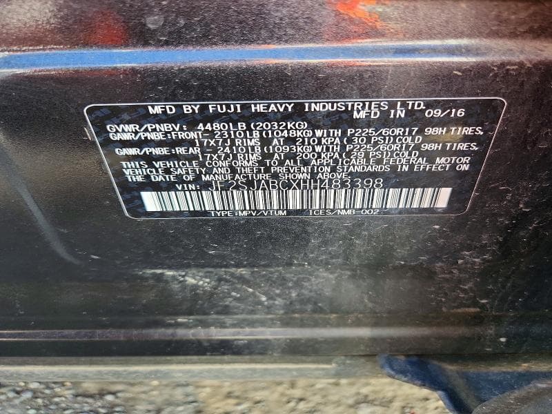 2017 SUBARU FORESTER 2.5I 12