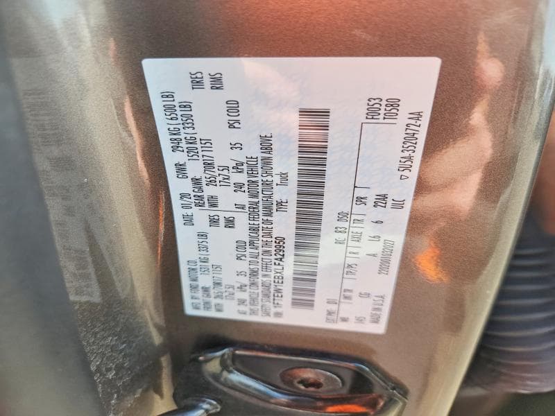 2020 FORD F150 SUPERCREW 12