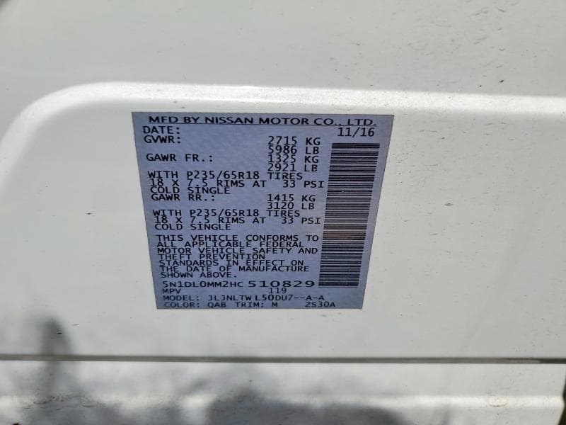 2017 INFINITI QX60 BASE 13