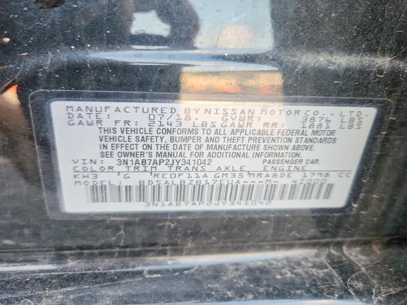 2018 NISSAN SENTRA S 12