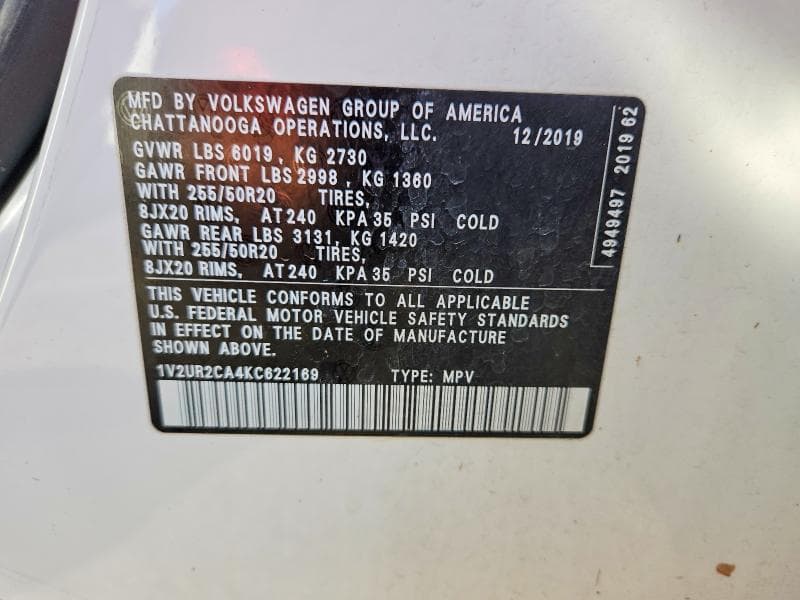 2019 VOLKSWAGEN ATLAS 13