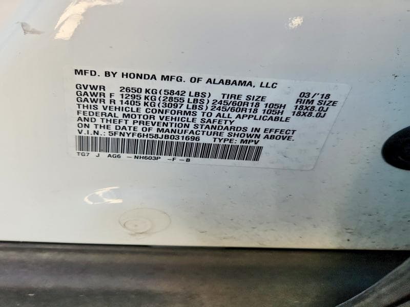 2018 HONDA PILOT EXL 13