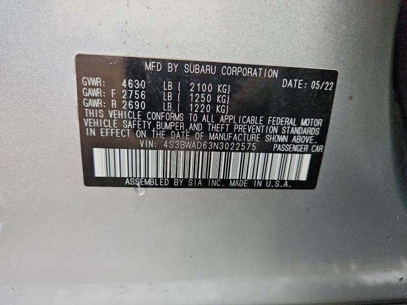 2022 SUBARU LEGACY PREMIUM 12
