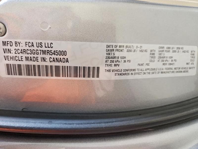 2021 CHRYSLER PACIFICA LIMITED 13