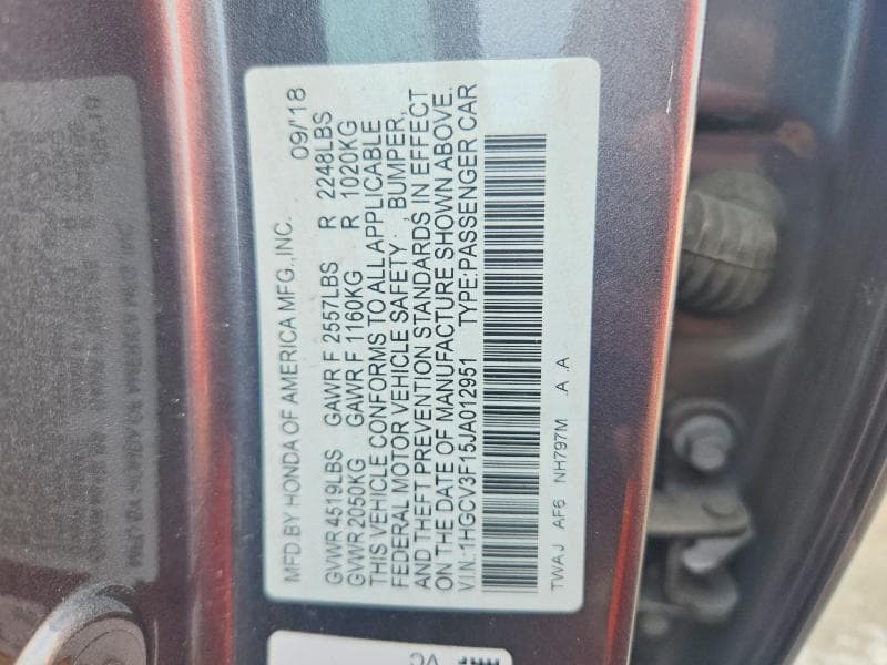 2018 HONDA ACCORD HYBRID 12