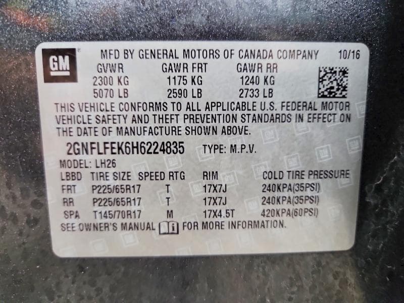 2017 CHEVROLET EQUINOX LT 14