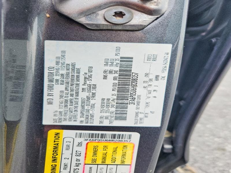 2017 FORD FUSION TITANIUM PHEV 12