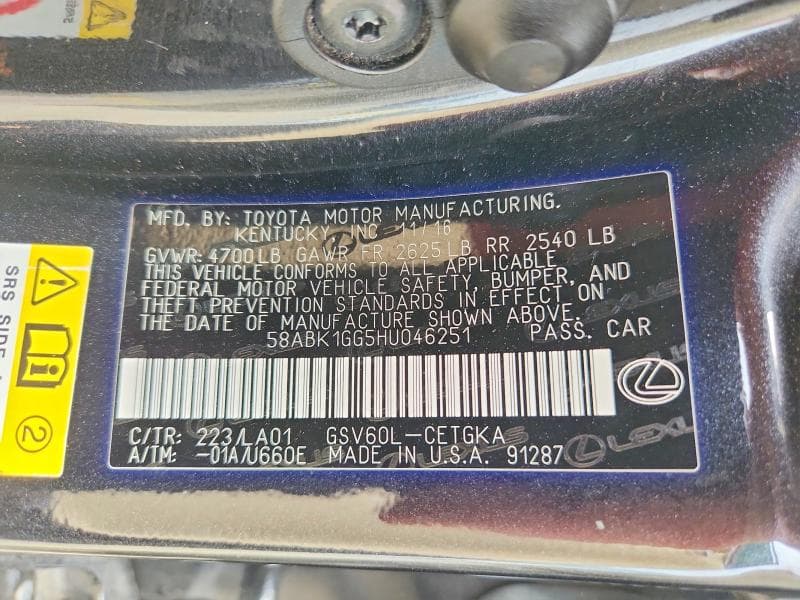 2017 LEXUS ES 350 12