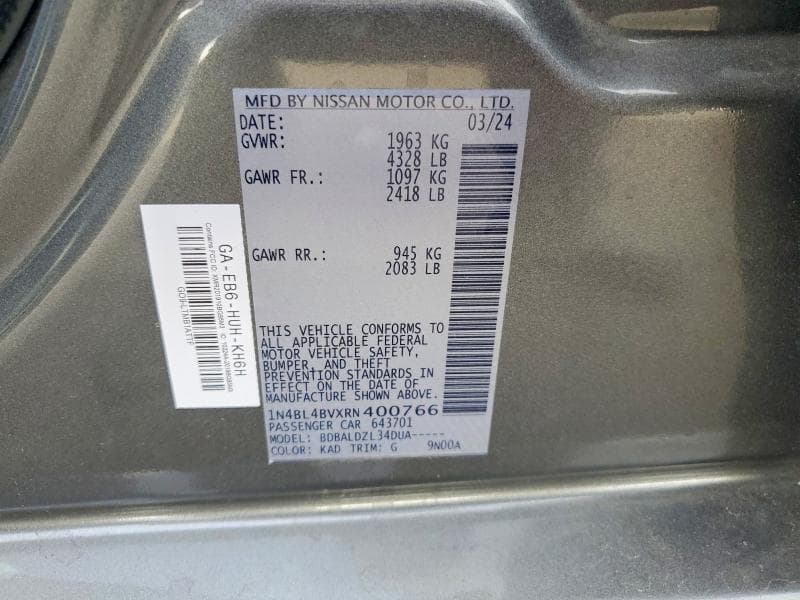 2024 NISSAN ALTIMA S 12