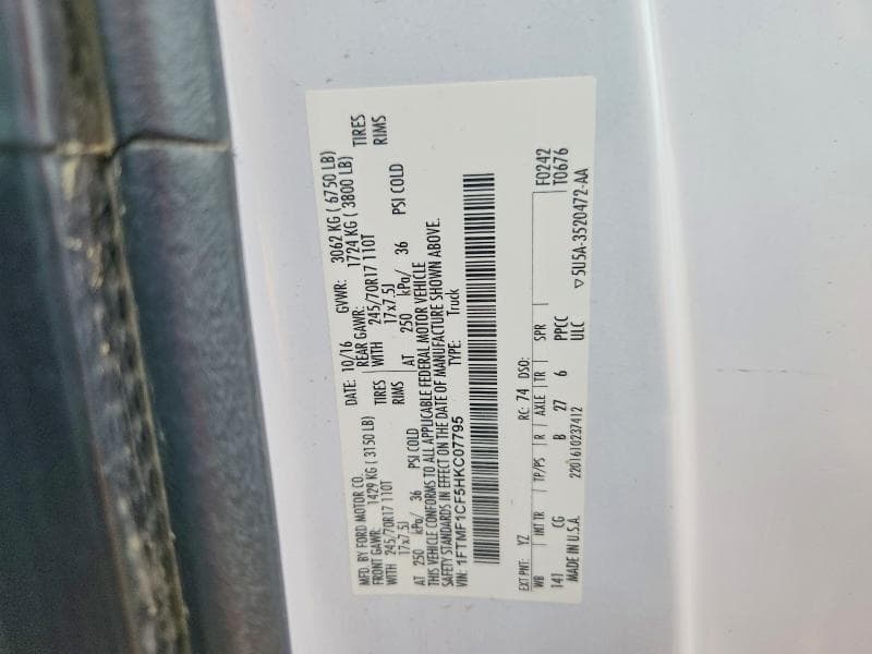 2017 FORD F150 12