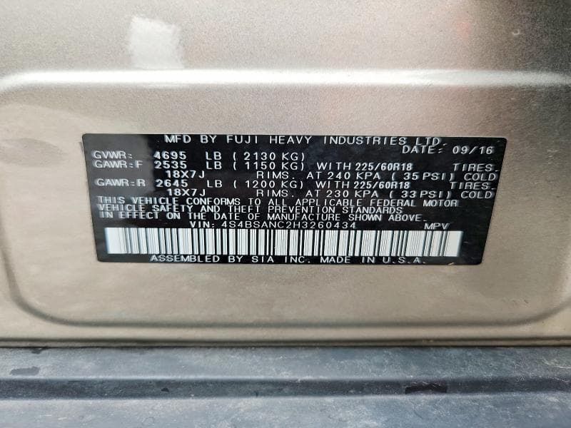 2017 SUBARU OUTBACK 2.5I LIMITED 13