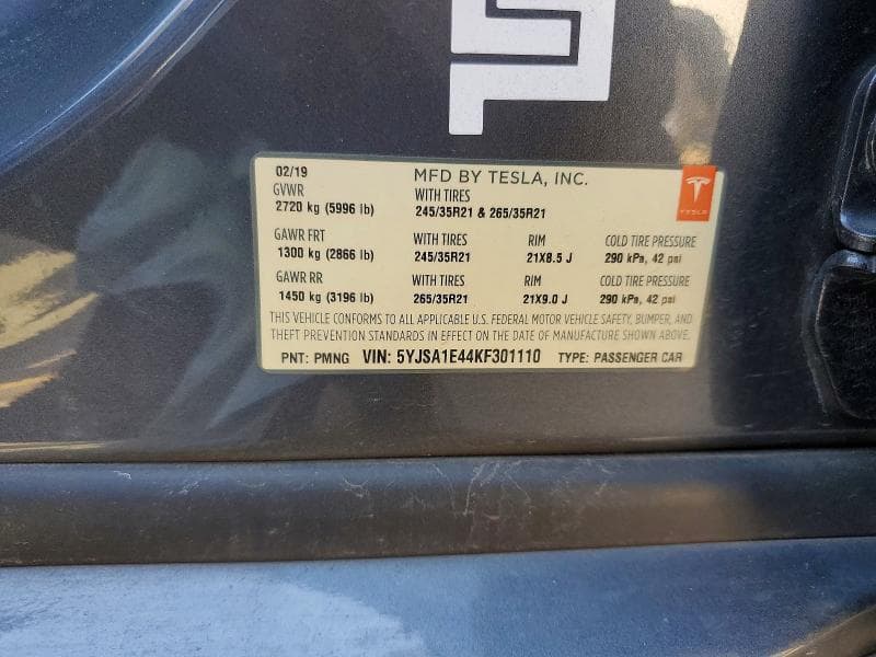 2019 TESLA MODEL S 13