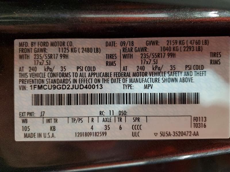 2018 FORD ESCAPE SE 13