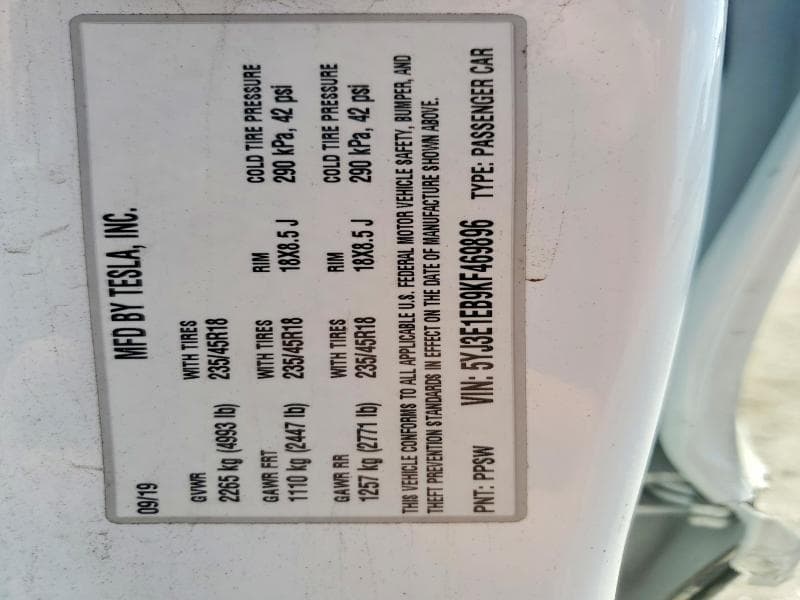 2019 TESLA MODEL 3 12