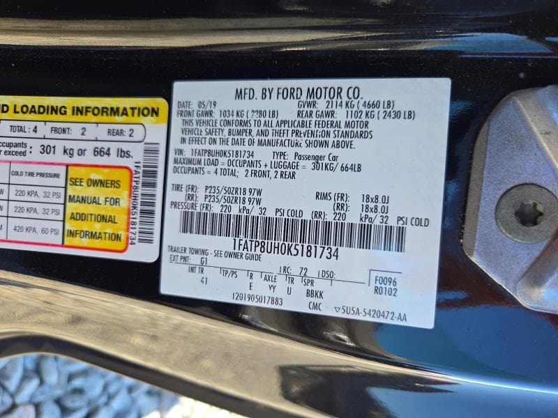 2019 FORD MUSTANG 12