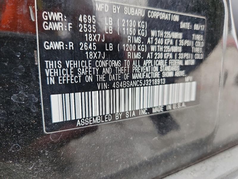 2018 SUBARU OUTBACK 2.5I LIMITED 12