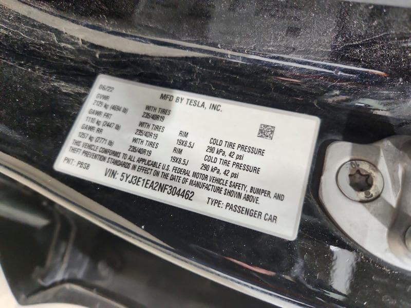 2022 TESLA MODEL 3 12