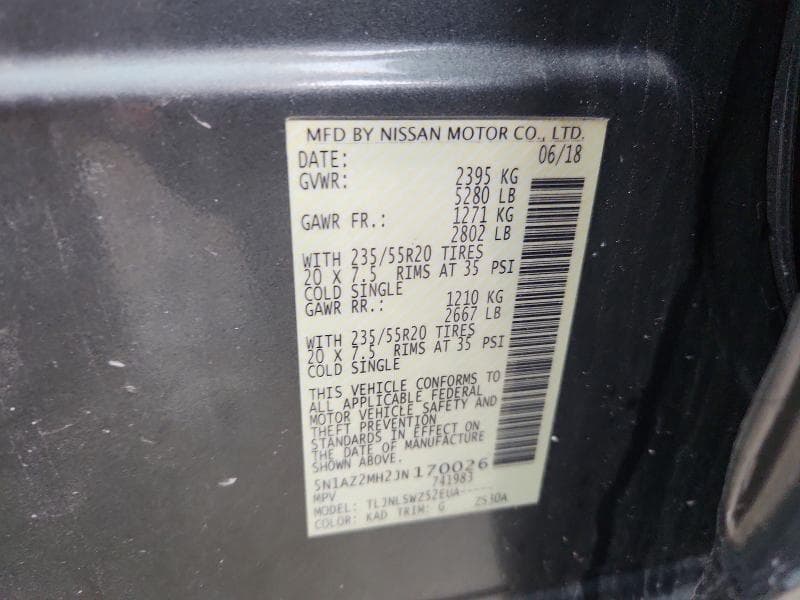 2018 NISSAN MURANO PLATINUM 13