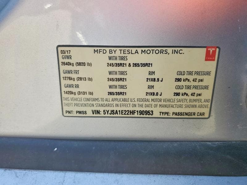 2017 TESLA MODEL S 12