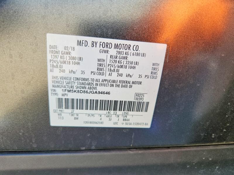 2018 FORD EXPLORER XLT 14