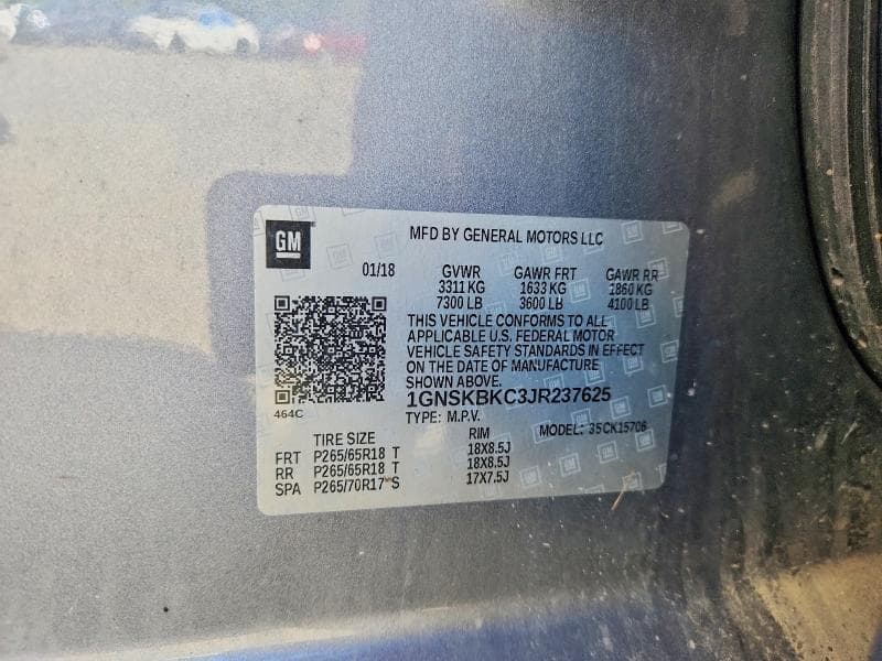 2018 CHEVROLET TAHOE K1500 LT 13