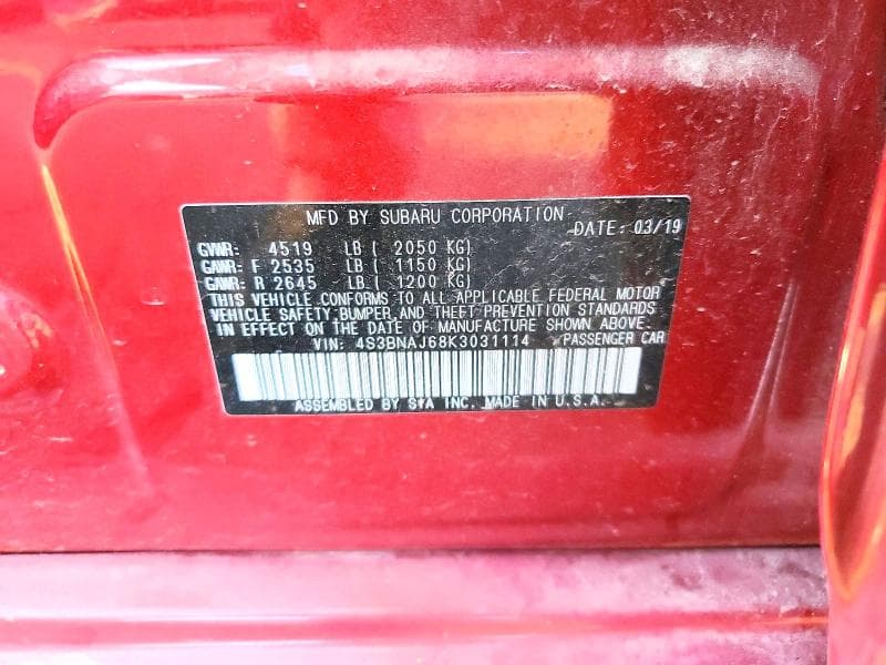 2019 SUBARU LEGACY 2.5I LIMITED 12