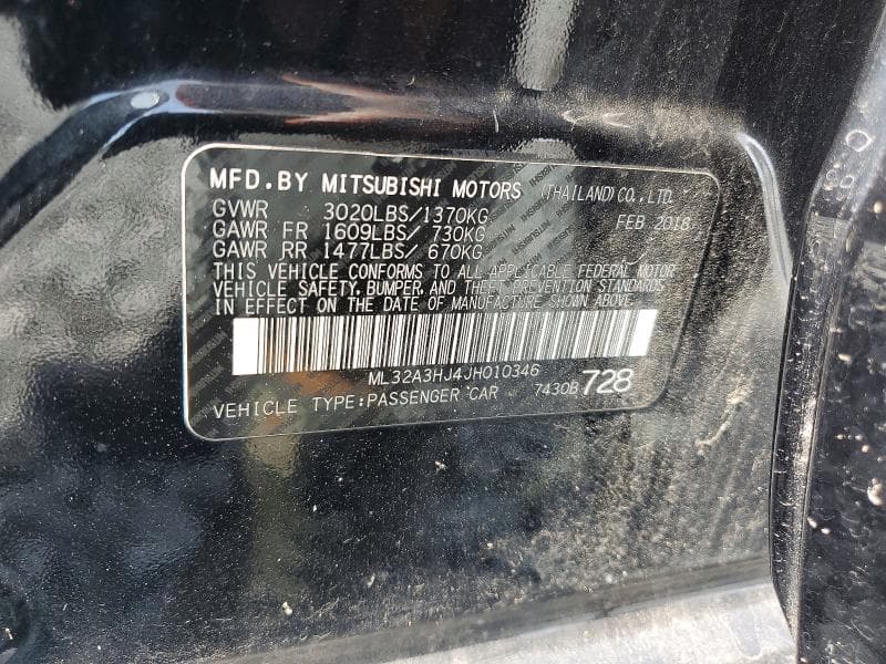 2018 MITSUBISHI MIRAGE ES 12