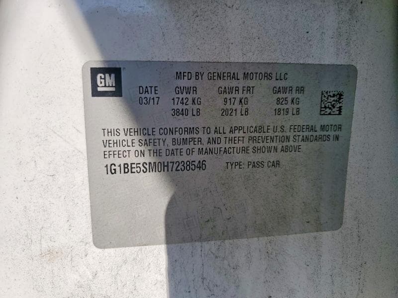 2017 CHEVROLET CRUZE LT 12